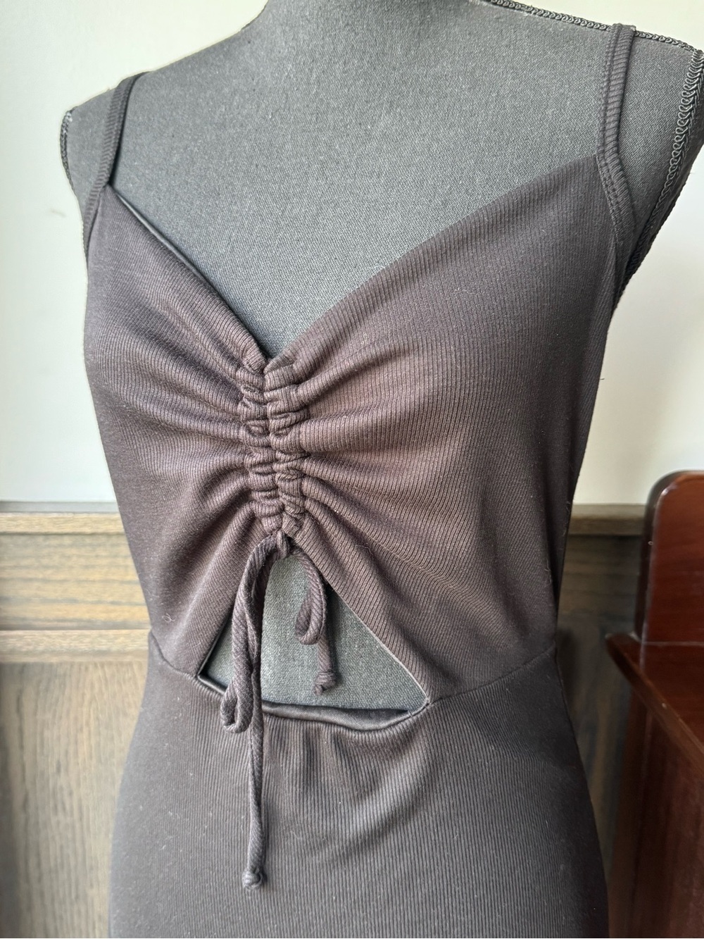 21 Saints Women's Black Ruched Front Cutout Dress nwt large - Picture 2 of 8